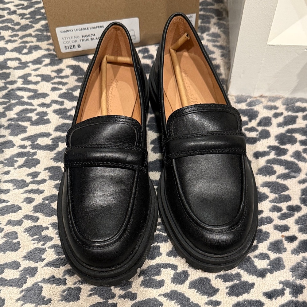 Brand new! Madewell chunky lugsole black Leather Loafers